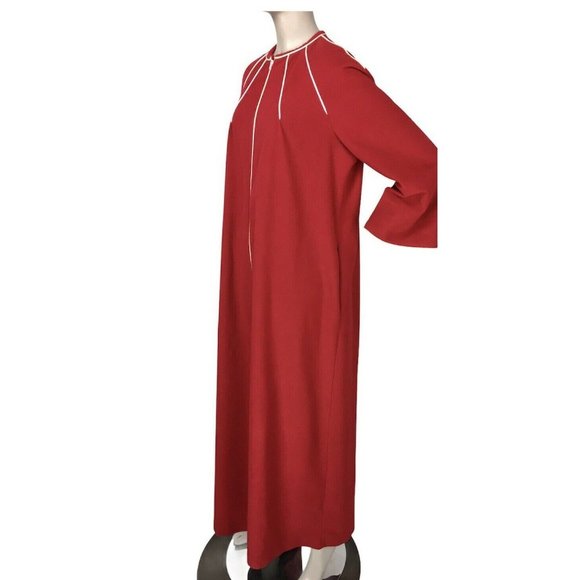Vintage 70's Kayser MOD Burgundy Burst Quarter Zip House Robe Size Large - Picture 3 of 10